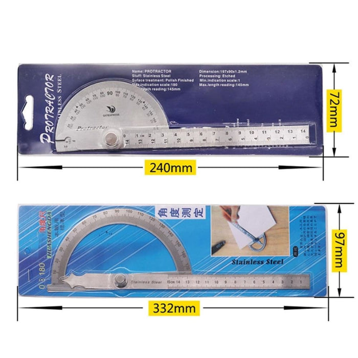 0-180 Degree Stainless Steel Protractor Angle Finder