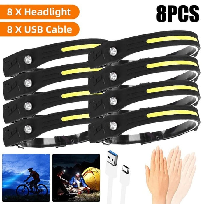 1-20pcs Usb Rechargable 4 Lighting Mode Cob Led Headlamp