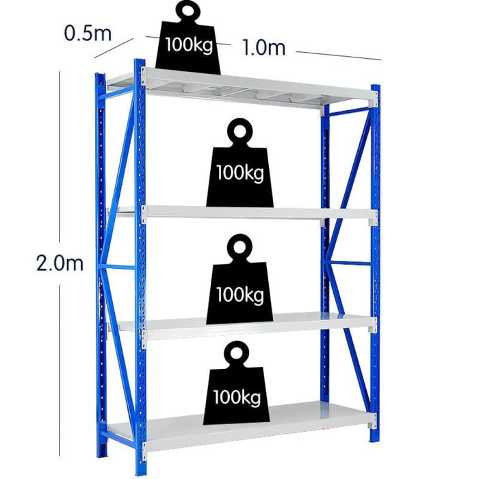 1 Bay Garage Storage Steel Rack Long Span Shelving 1.0m