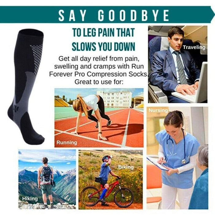 1 Pair Breathable Nylon Compression Long Socks For Running