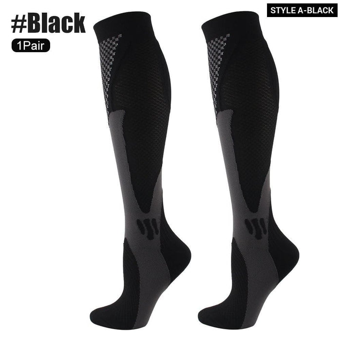 1 Pair Breathable Nylon Compression Long Socks For Running