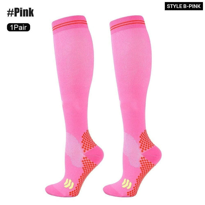 1 Pair Breathable Nylon Compression Long Socks For Running