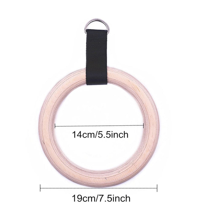 1 Pair Pull Up Wooden Gymnastic Ring Grip With Straps