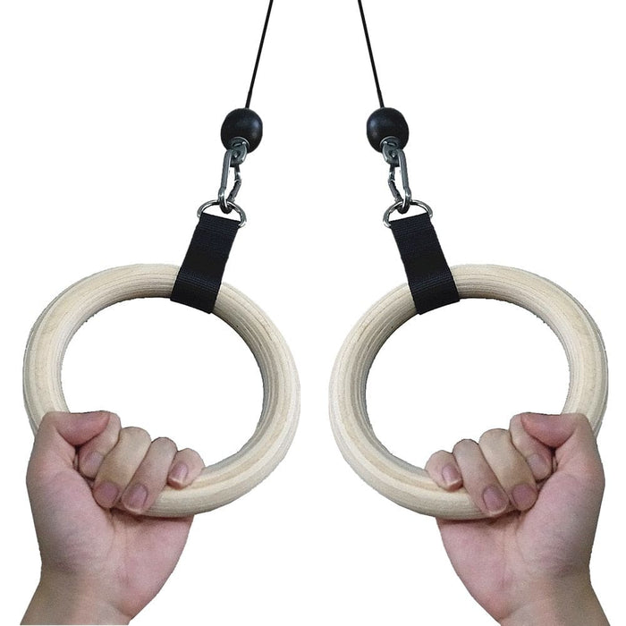 1 Pair Pull Up Wooden Gymnastic Ring Grip With Straps