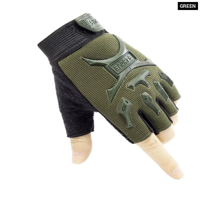 1 Pair Non-slip Shock-absorbing Half Finger Cycling Gloves