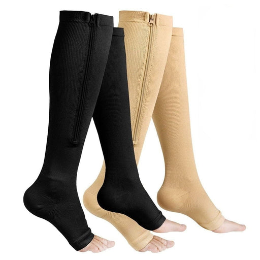 1 Pair Zipper Calf Compression Slim Length Stocking