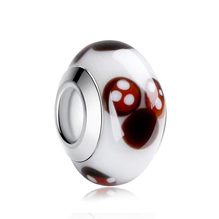 1 Pc Silver Colour Luminous European Brown Murano Glass