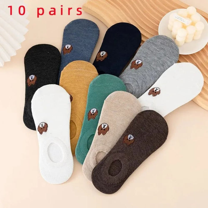 10 Fun Cotton Socks For Women And Girls Cartoon Bear Design