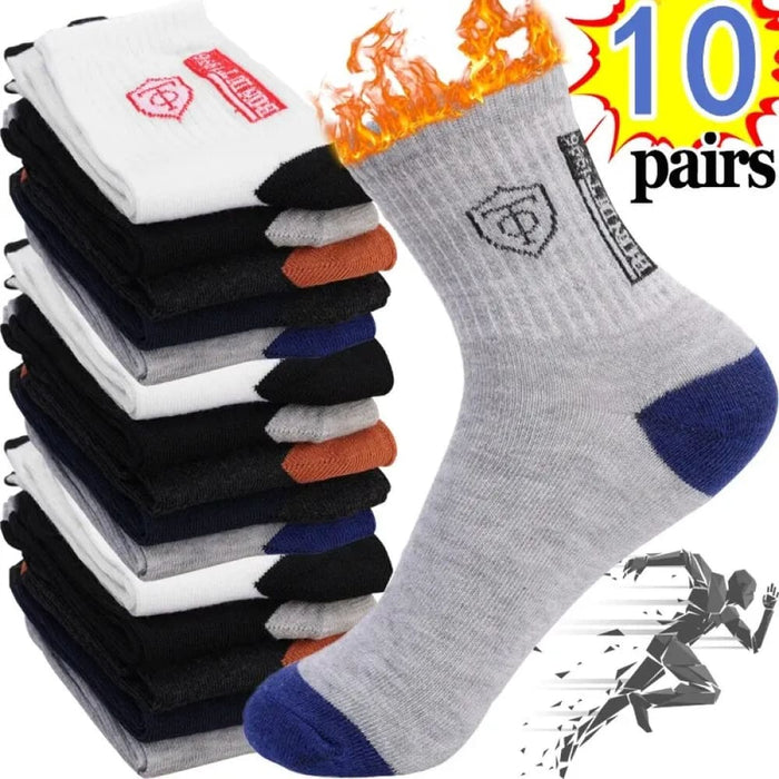 10 Pairs Mens Breathable Cotton Sports Socks