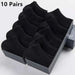 10 Pairs Mens Polyester Boat Socks Black White Grey Soft