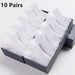 10 Pairs Mens Polyester Boat Socks Black White Grey Soft