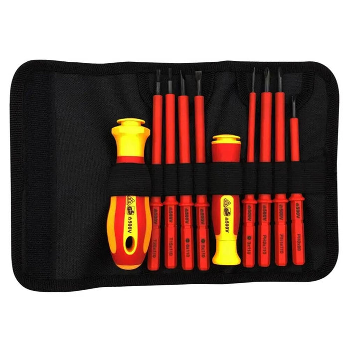 10 Piece Insulated Screwdriver Set With Interchangeable