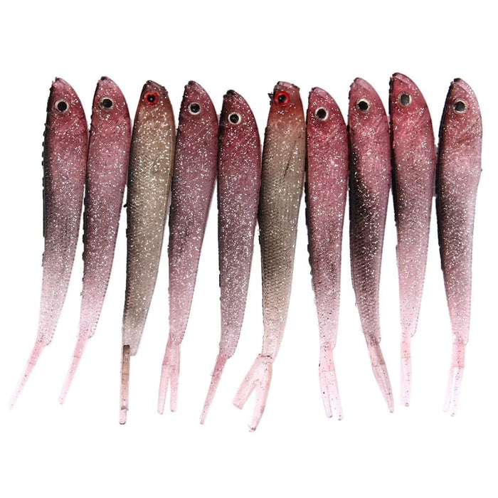 10 Piece Small Fish Shaped Sequin Fishing Lures 12.5cm