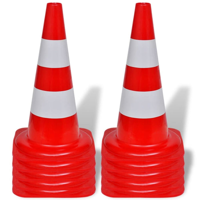 10 Reflective Traffic Cones Red And White 50 Cm Oaonon