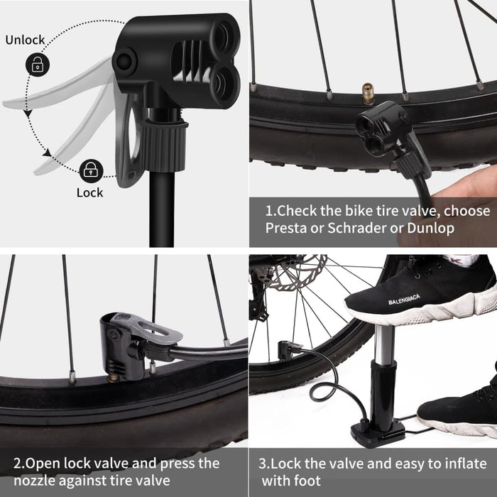 100 120psi Ultralight Bicycle Air Foot Pump