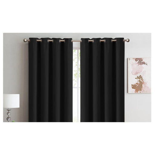 2x 100% Blockout Curtains Panels 3 Layers Eyelet Black