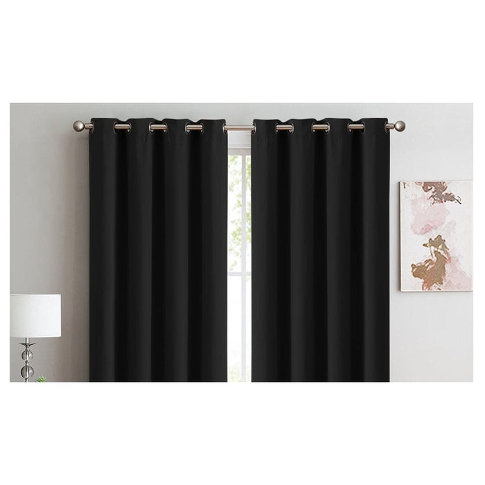 2x 100% Blockout Curtains Panels 3 Layers Eyelet Black