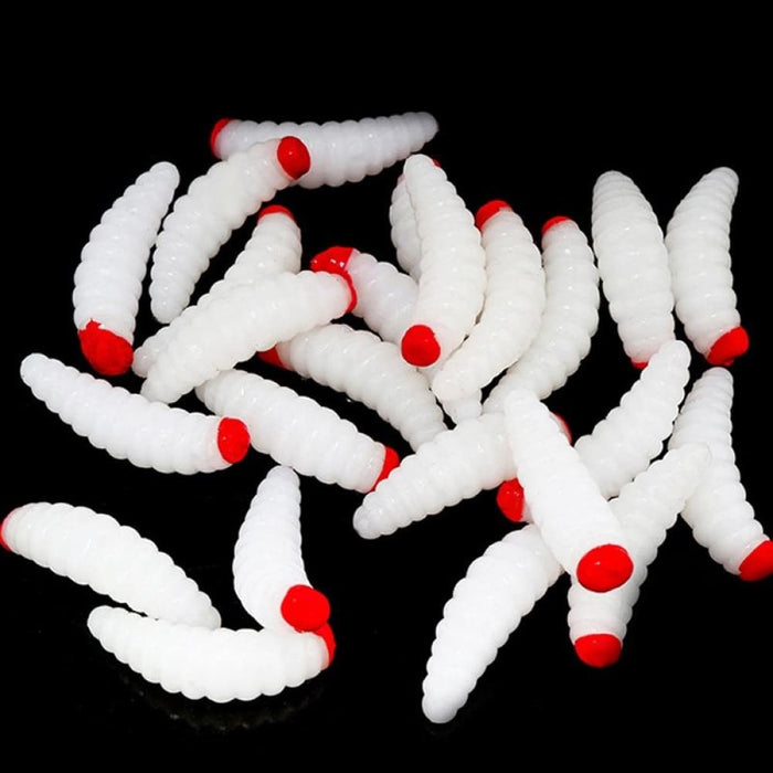 100 Red Bread Worms Realistic Fake Bait