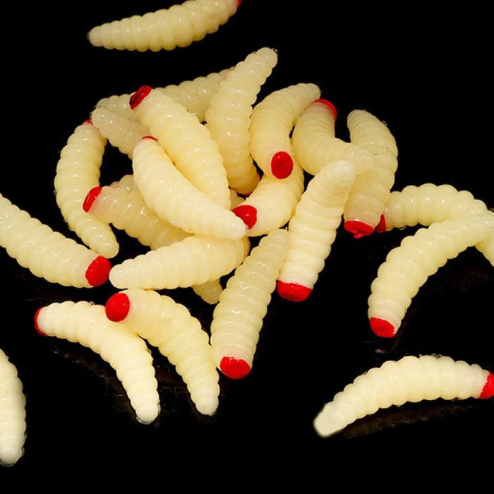 100 Red Bread Worms Realistic Fake Bait