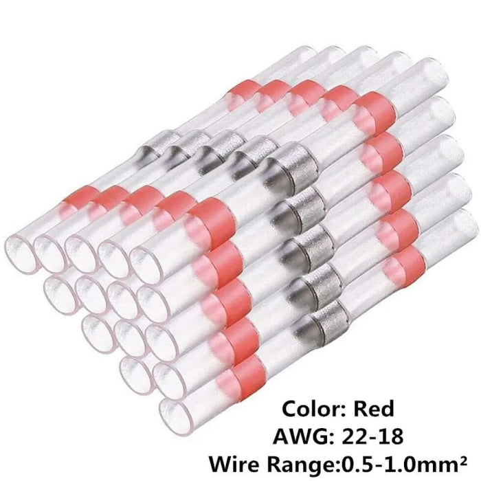 100pcs Red Heat Shrink Wire Connectors Awg 22 18 Butt