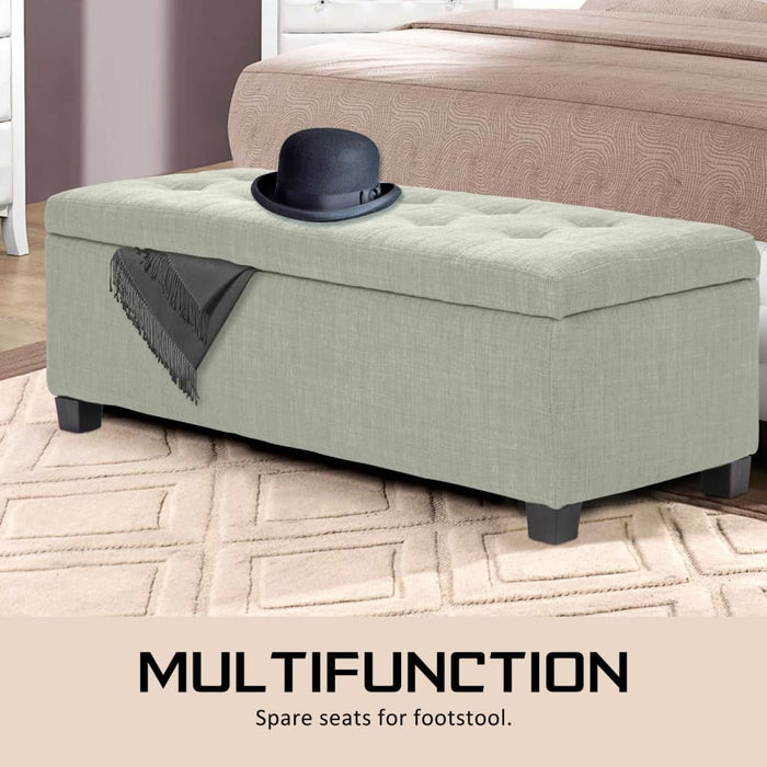 102cm Light Green Storage Ottoman Stool Fabric