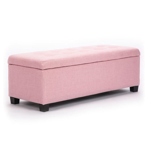 102cm Pink Storage Ottoman Stool Fabric