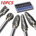 10pcs Carbide Burr Set Hard Alloy Tungsten Steel Double Cut