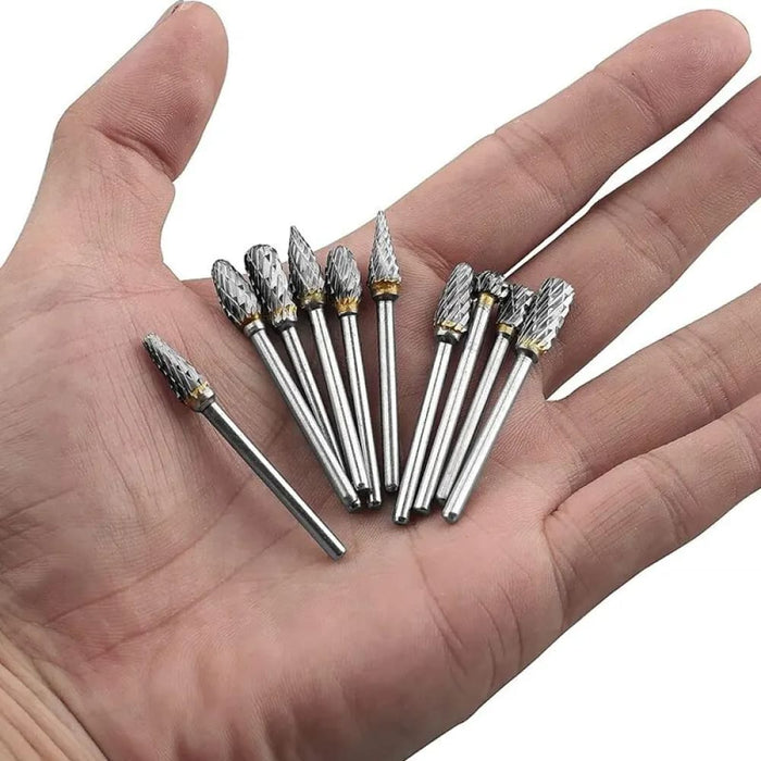 10pcs Carbide Burr Set Hard Alloy Tungsten Steel Double Cut