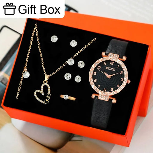 10pcs Dainty Quartz Watch With Jewelry Set Fashion Round