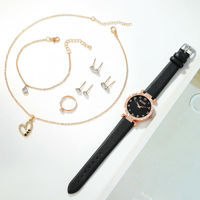 10pcs Dainty Quartz Watch With Jewelry Set Fashion Round