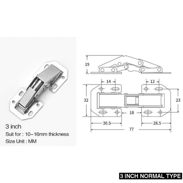 10pcs Furniture Hinges 90 Degree No-drilling Hole Cabinet