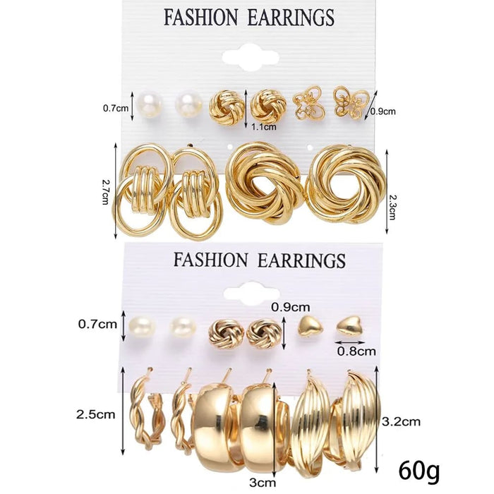 11 Piece Fashion Earring Set With Zinc Alloy Faux Pearl