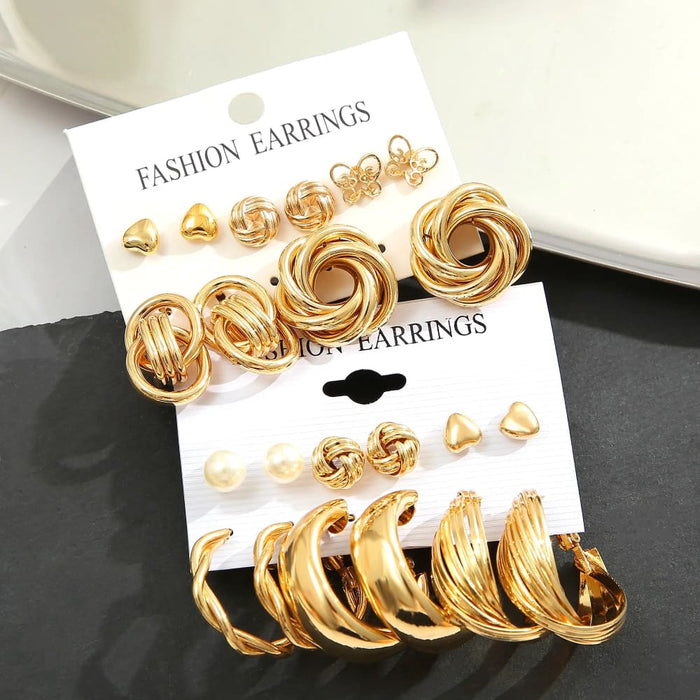 11 Piece Fashion Earring Set With Zinc Alloy Faux Pearl