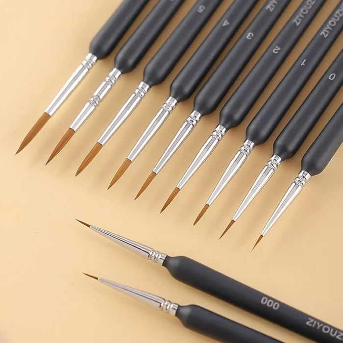 11 Piece Fine Paint Brush Set For Detail Painting