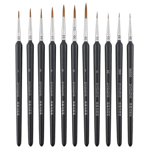 11 Piece Fine Paint Brush Set For Detail Painting