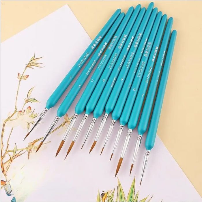 11 Piece Fine Paint Brush Set For Detail Painting