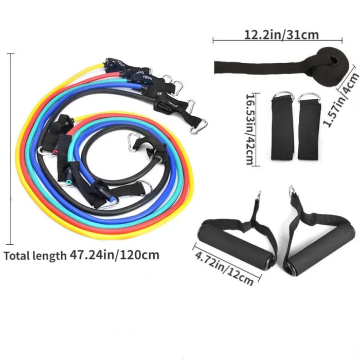 11 Piece Resistance Band Set With Ankle Strap Chest