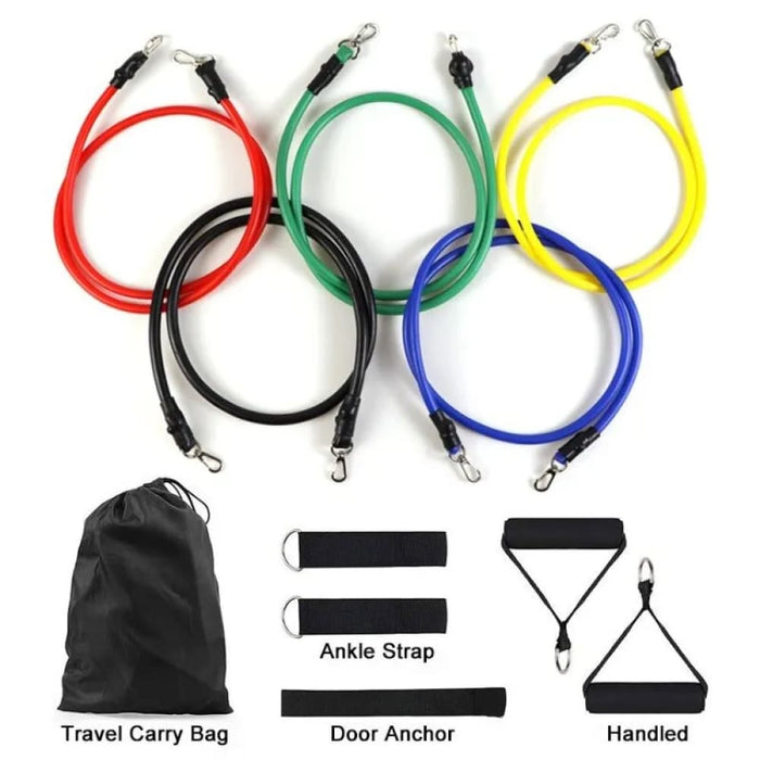 11 Piece Resistance Band Set With Ankle Strap Chest