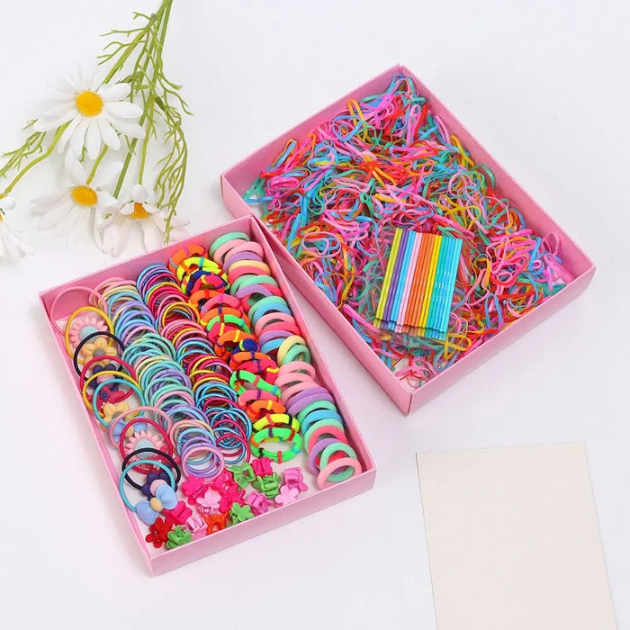 1110pcs Hair Accessory Set For Girls Elastic Bands Hairpins