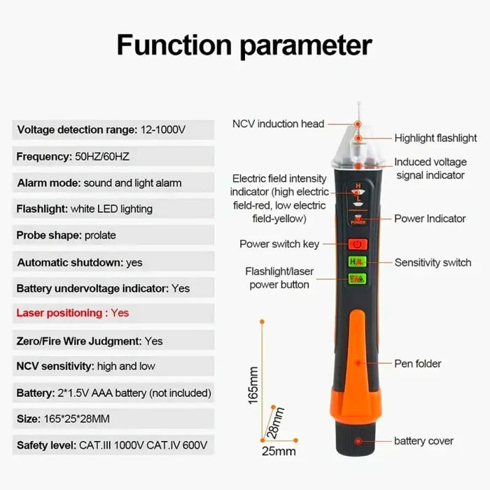 12 1000v Ac Voltage Tester Pen Non Contact Smart Circuit