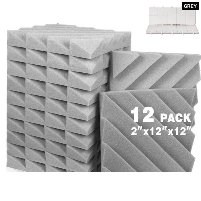 12 Pcs Acoustic Panels Sound Proof Foam Diamond Groove