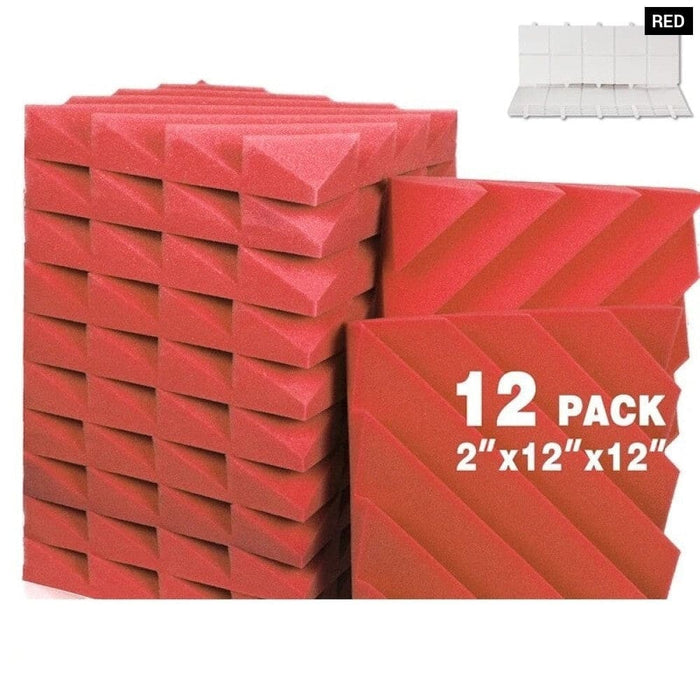 12 Pcs Acoustic Panels Sound Proof Foam Diamond Groove