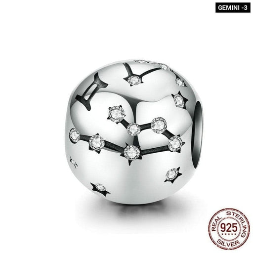 12 Constellation Zodiac Round Metal Beads For Women