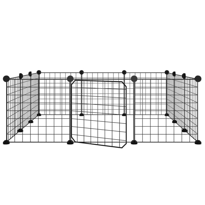 12-panel Pet Cage With Door Black 35x35 Cm Steel Oiolxt