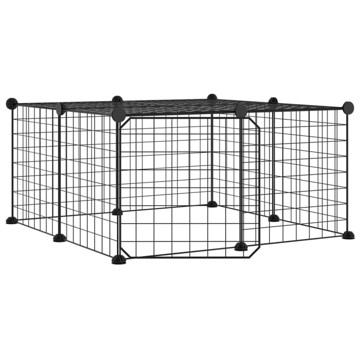 12-panel Pet Cage With Door Black 35x35 Cm Steel Tooabpo