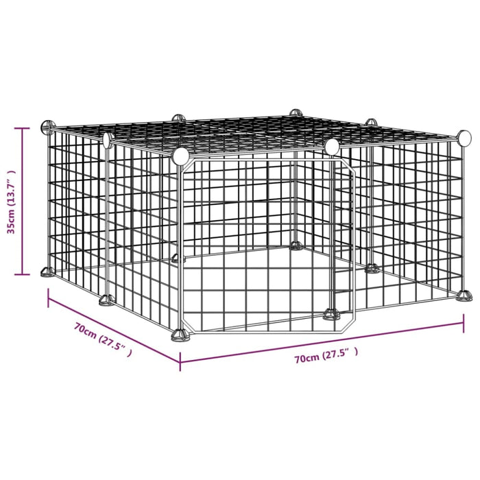 12-panel Pet Cage With Door Black 35x35 Cm Steel Tooabpo