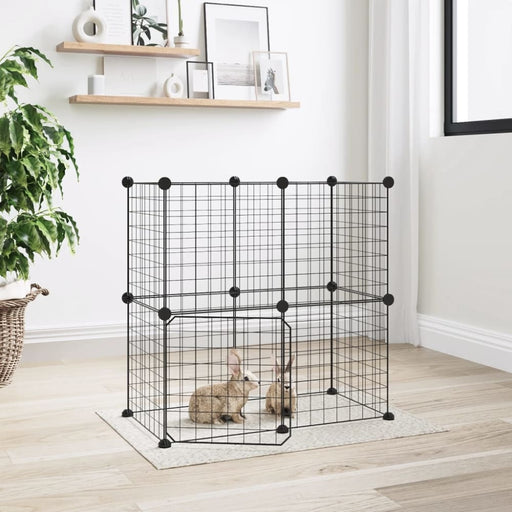 12-panel Pet Cage With Door Black 35x35 Cm Steel Tooabtt