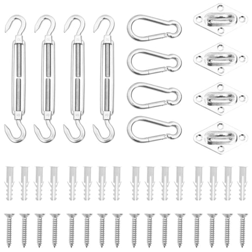 12 Piece Sunshade Sail Accessory Set Stainless Steel Tobxap