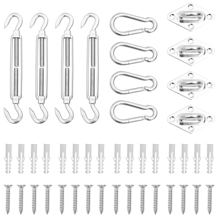 12 Piece Sunshade Sail Accessory Set Stainless Steel Tobxap