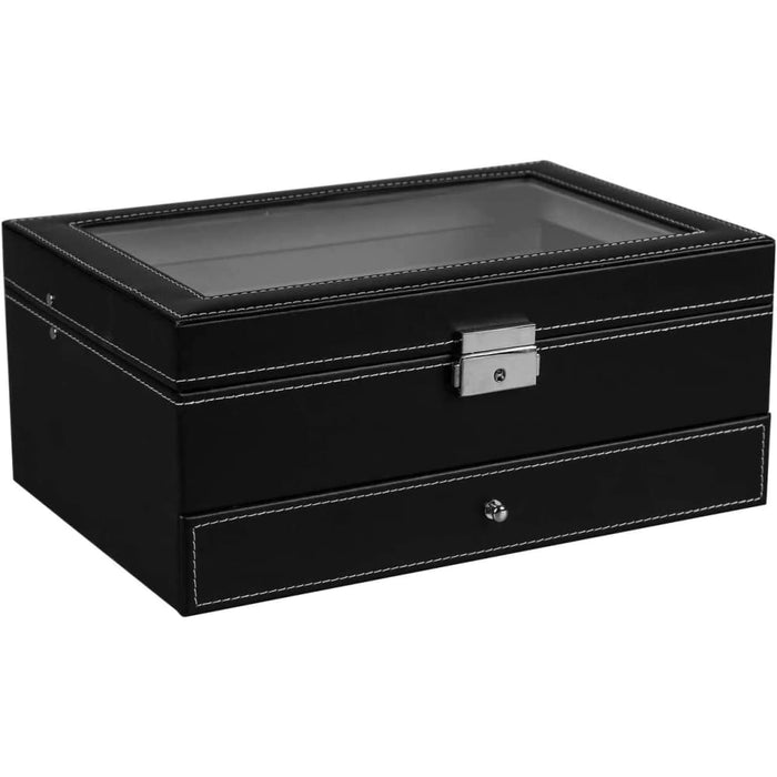 12 Slot Pu Leather Lockable Watch And Jewelry Storage Boxes